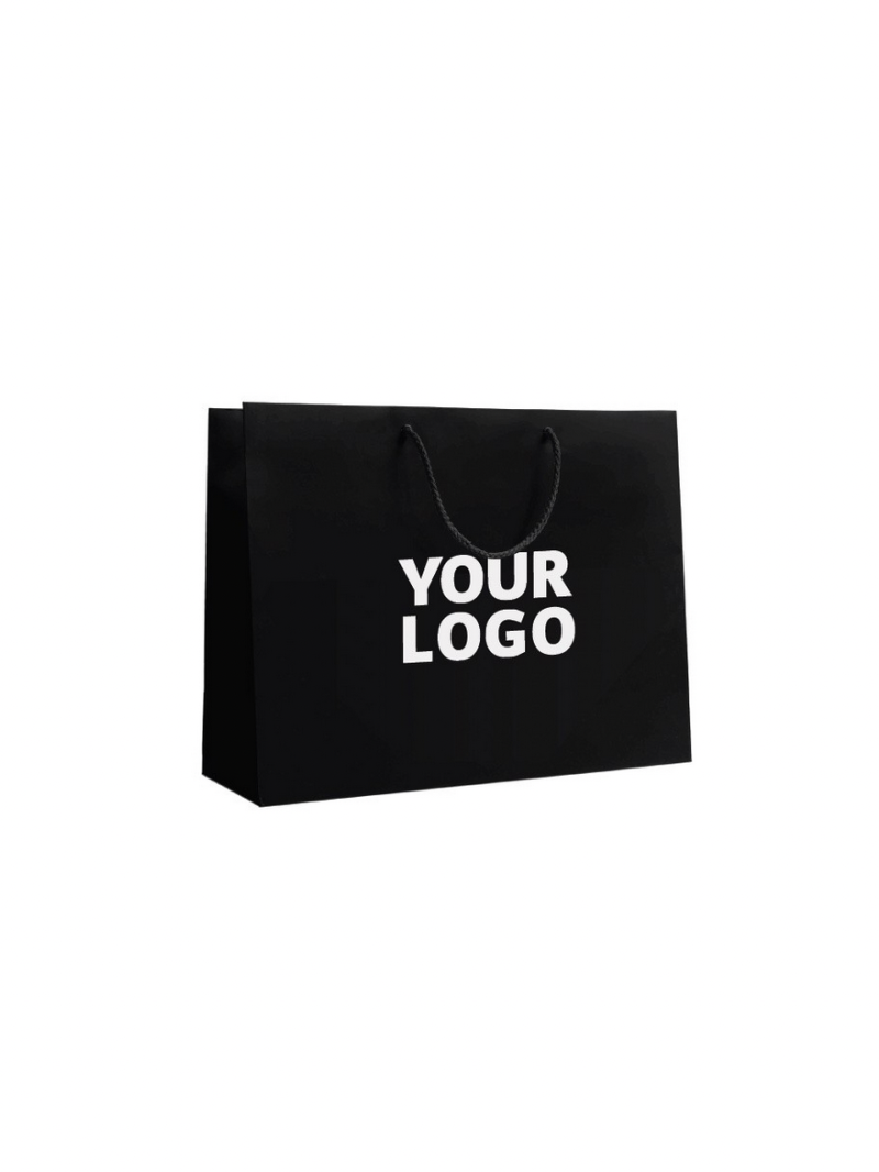 Luxury paper bags - Black L - Drawstring handles