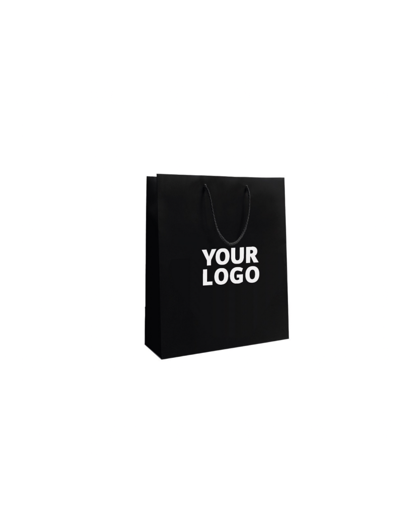 Luxury paper bags - Black M - Drawstring handles