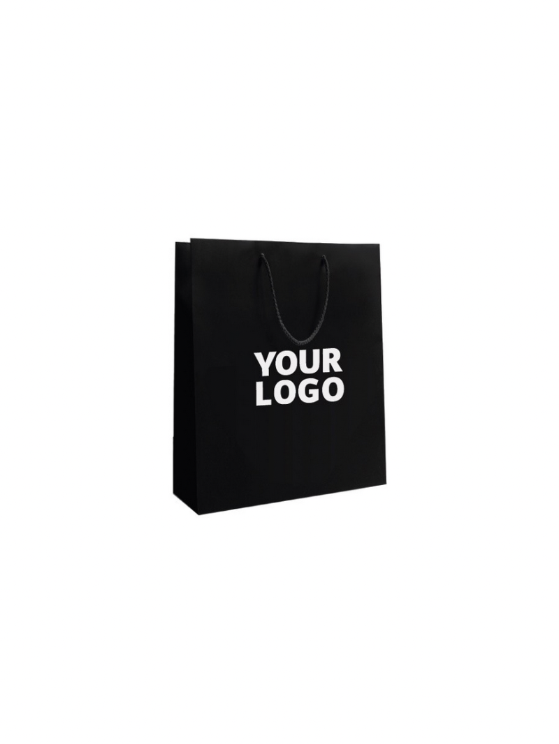 Luxury paper bags - Black S - Drawstring handles