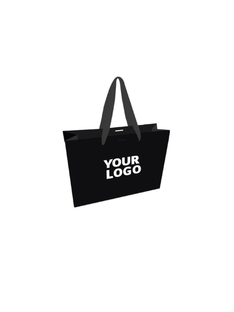 Luxury paper bags - Black S - Ribbon handles