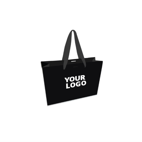 Luxury paper bags - Black M - Ribbon handles