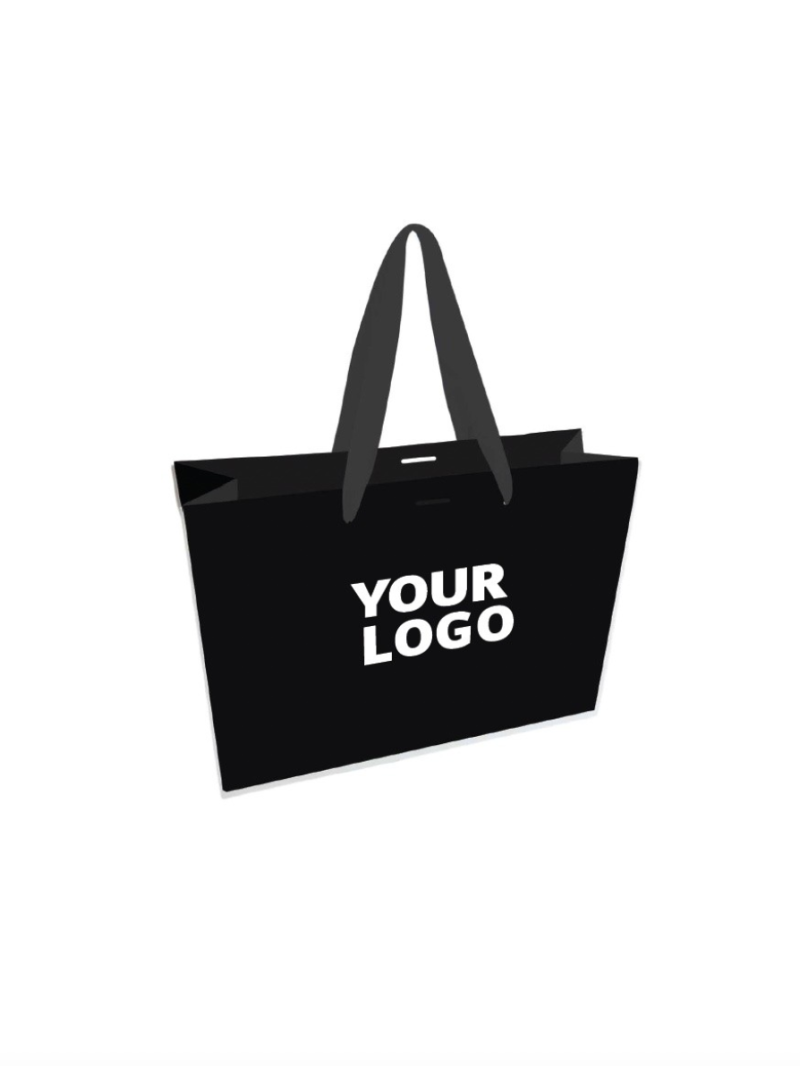 Luxury Paper Bags - Black M - Ribbon Griffe