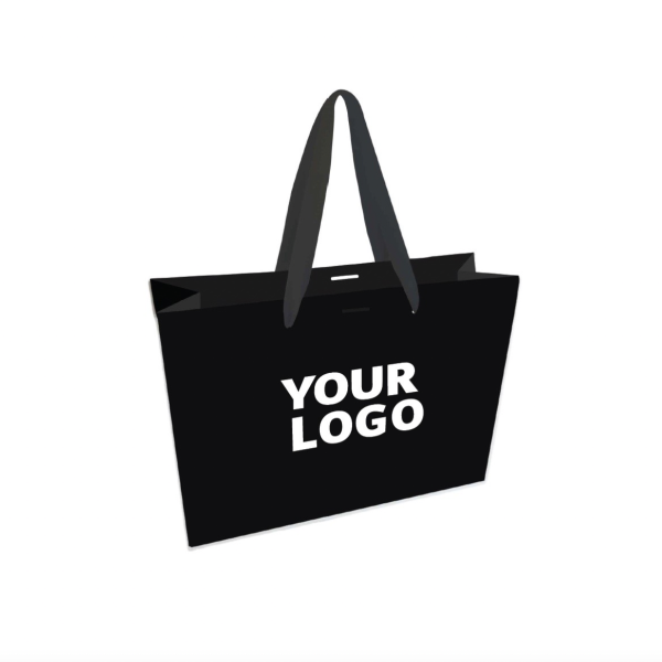 Luxury paper bags - Black L - Ribbon handles