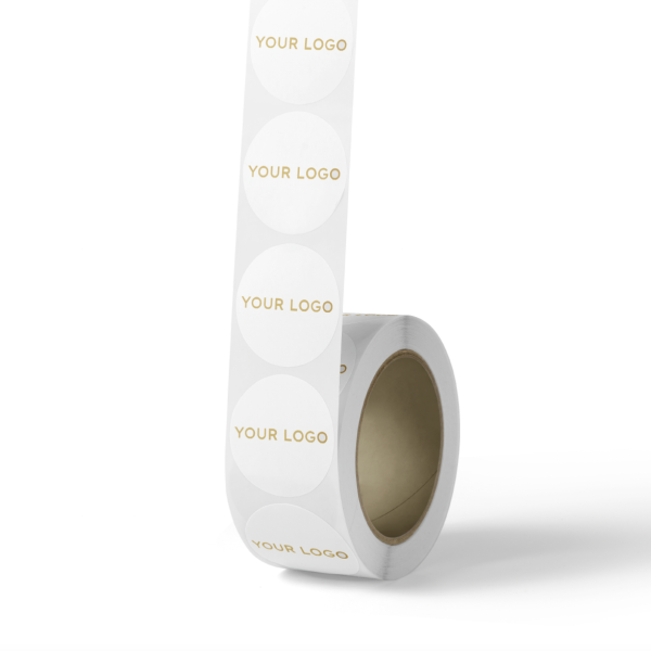 Round label - White (gold/silver logo)