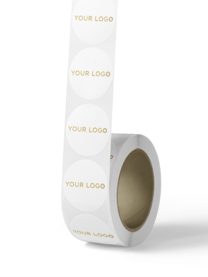 Round label - White (gold/silver logo)