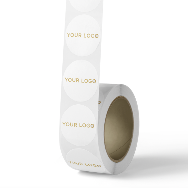 Round label - White (gold/silver logo)