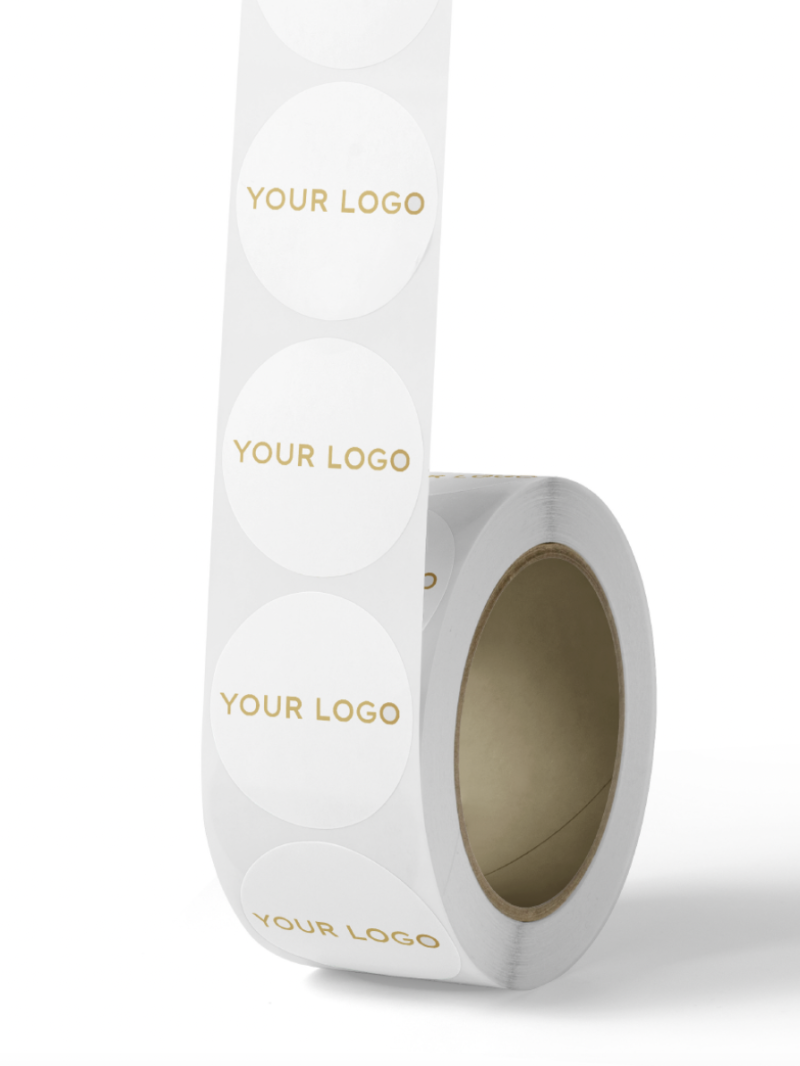 Round label - White (gold/silver logo)