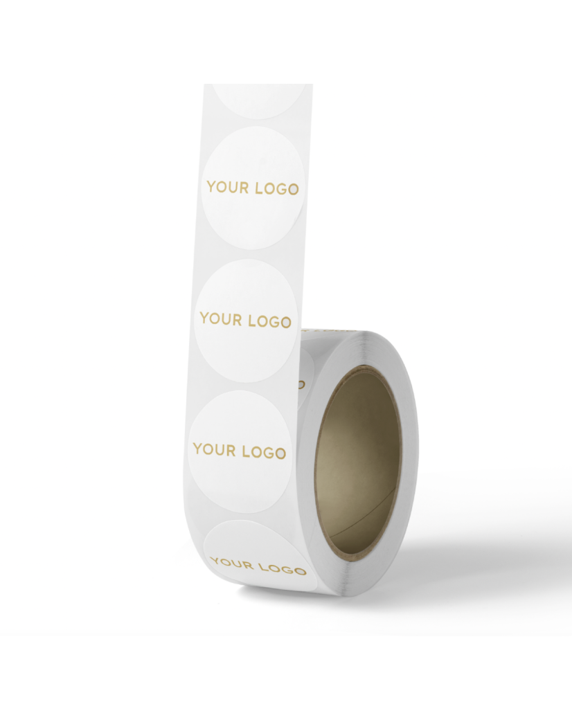 Round label - White (gold/silver logo)