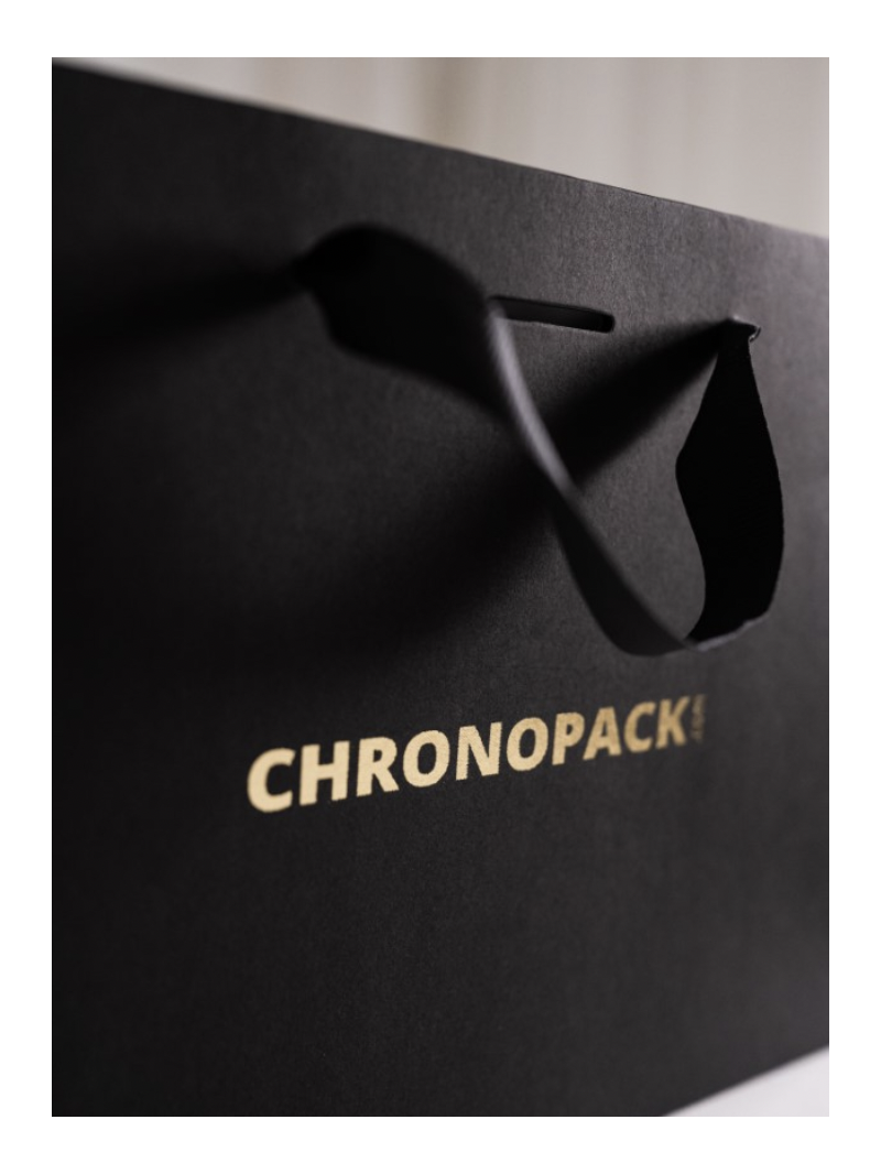 Chronopack Sac papier luxe poignées rubans - Noir XS