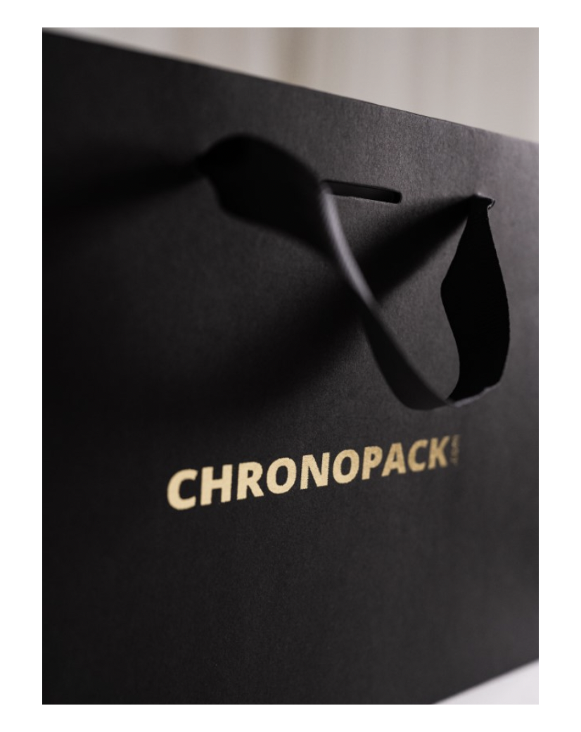 Chronopack Sac papier luxe poignées rubans - Noir XS