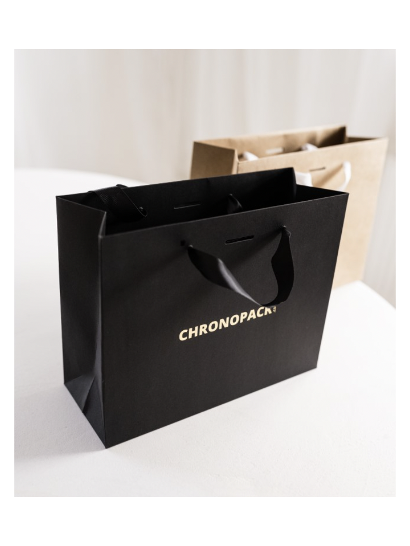 Chronopack Sac papier luxe poignées rubans - Noir XS