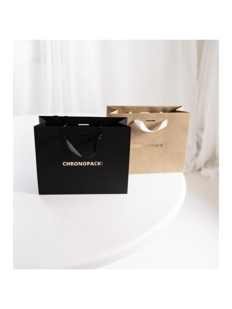 Luxury Paper Bags - Black XS - Ribbon Griffe