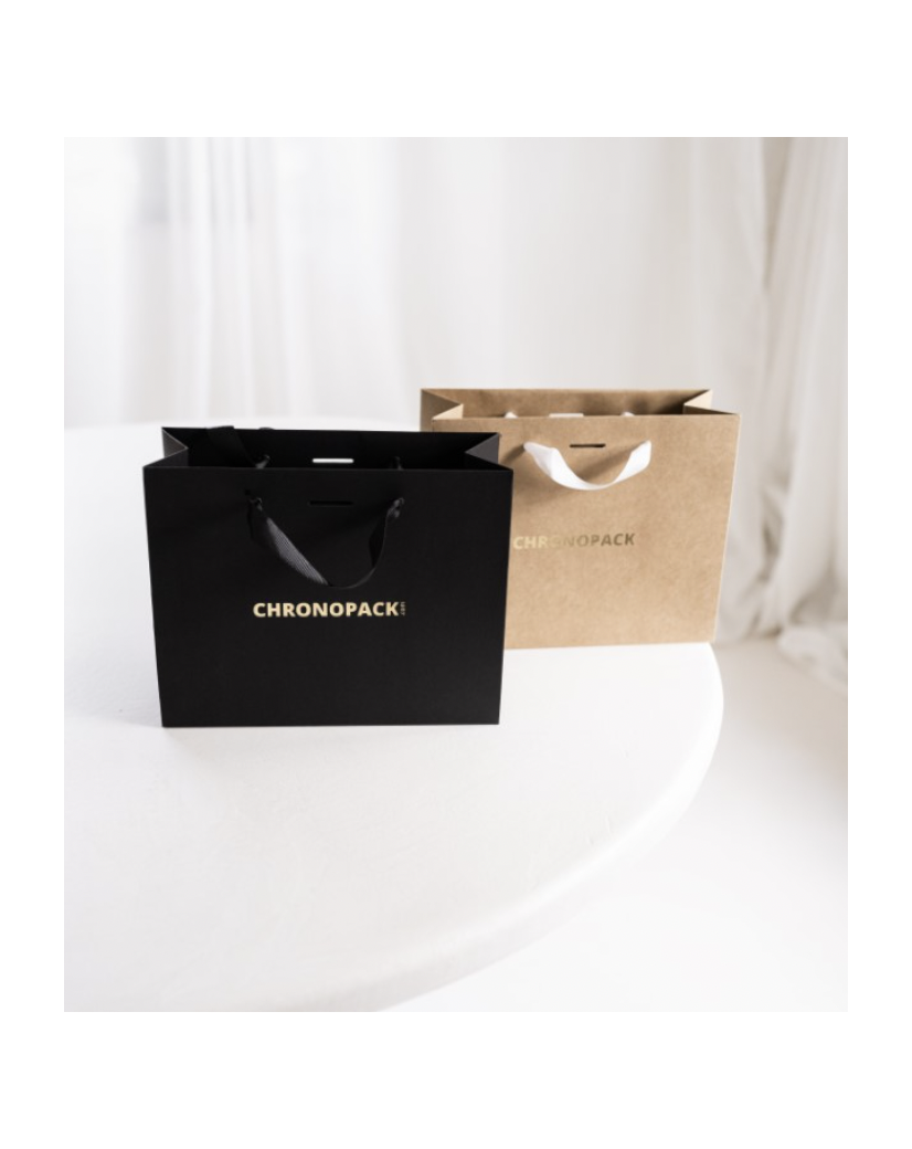 Luxury Paper Bags - Black XS - Ribbon Griffe