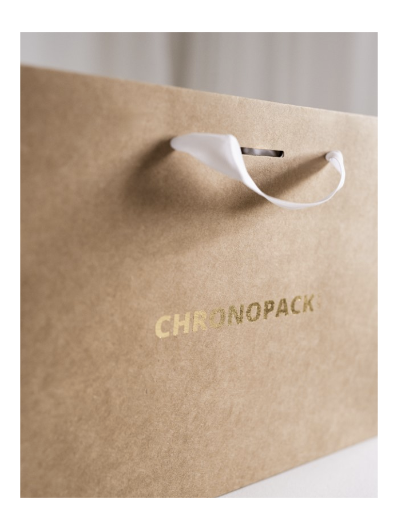 Chronopack Sac papier luxe poignées rubans - Kraft XS