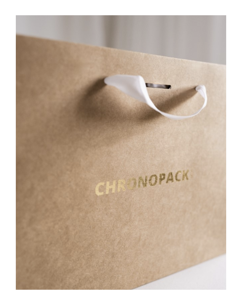 Chronopack Sac papier luxe poignées rubans - Kraft XS